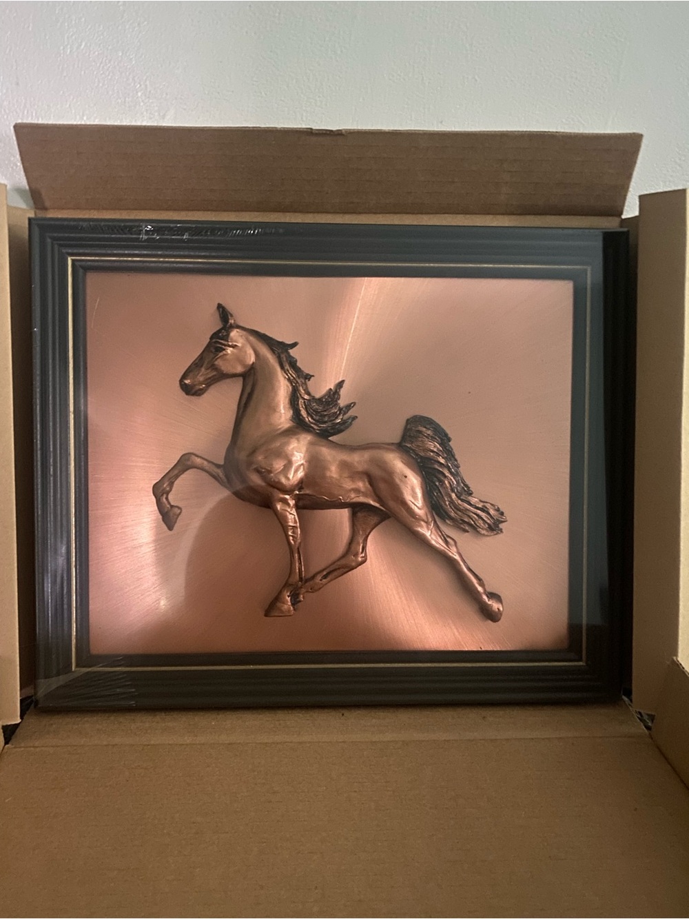 Copper horse wall art